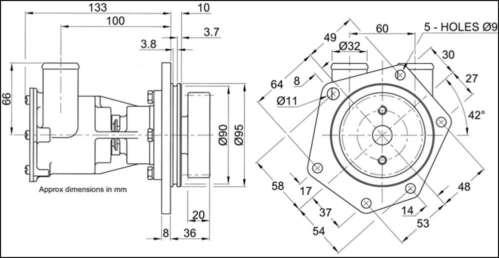 Perkins M92 Raw Water Pump