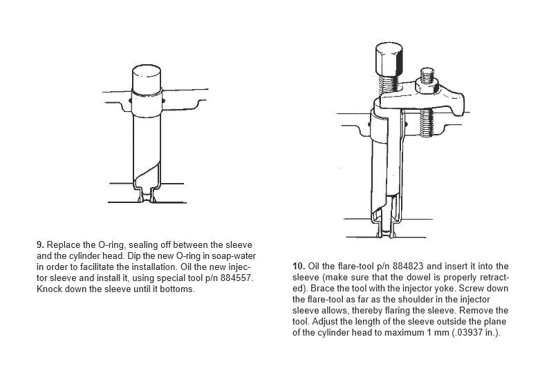 Volvo Penta 2000 Series Injector Sleeve installation tools