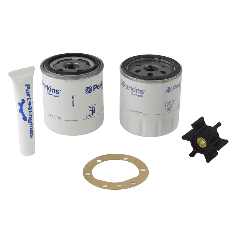 Perkins Perama marine engine annual service kit with oil filter fuel filter and impeller from Parts4engines.com