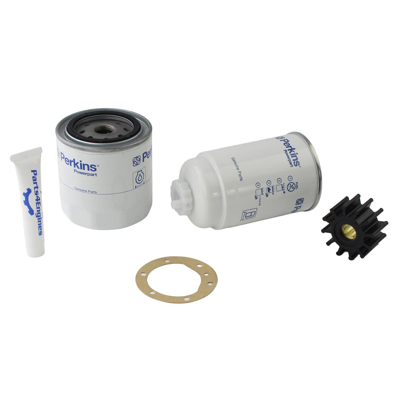 Perkins Prima marine engine annual service kit with oil filter fuel filter and impeller from Parts4engines.com