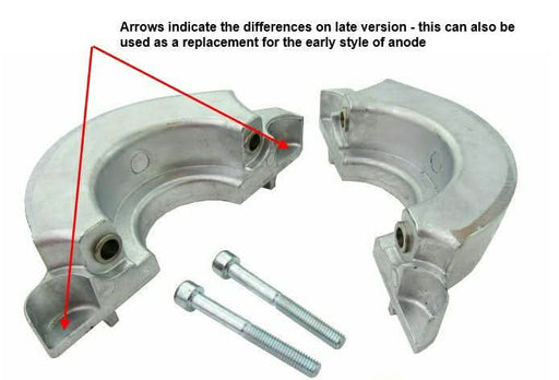 Volvo Penta split collar anode form early - late differences
