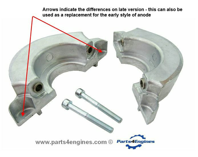Volvo Penta split collar anode form early - late differences