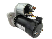 Volvo Penta 2001 12V starter motor, showing a silver metal housing, black plastic body, and wire connectors.