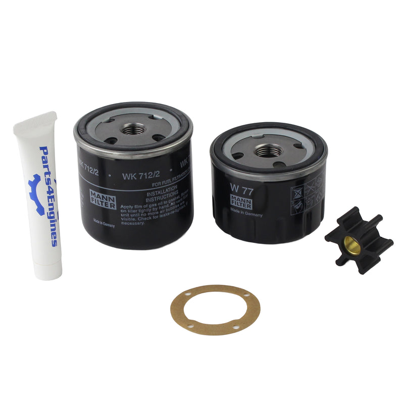 Volvo Penta marine engine annual service kit with oil filter fuel filter and impeller from Parts4engines.com