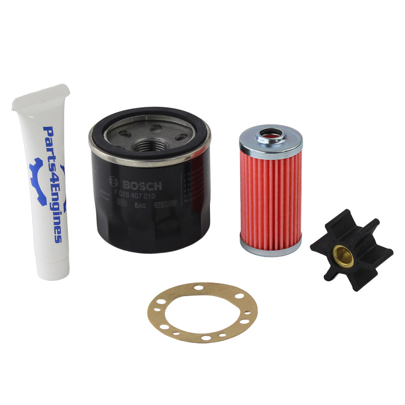 Yanmar marine engine annual service kit with oil filter fuel filter and impeller from Parts4engines.com