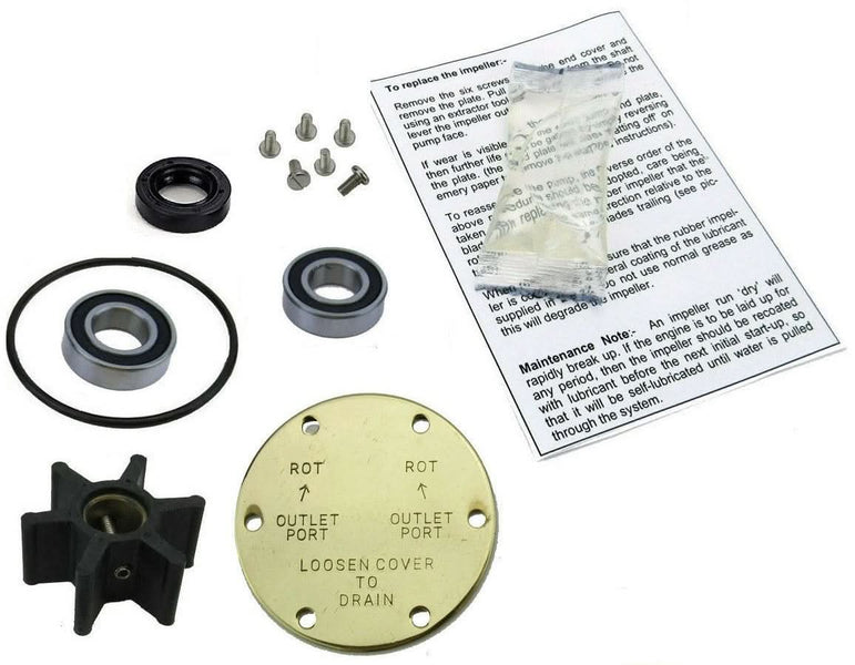 Raw Water Pump Impeller Repair Kit – For Indmar, Johnson, Yanmar, Sierra – 12 Spline, 2.25" Diameter, Lifetime Warranty